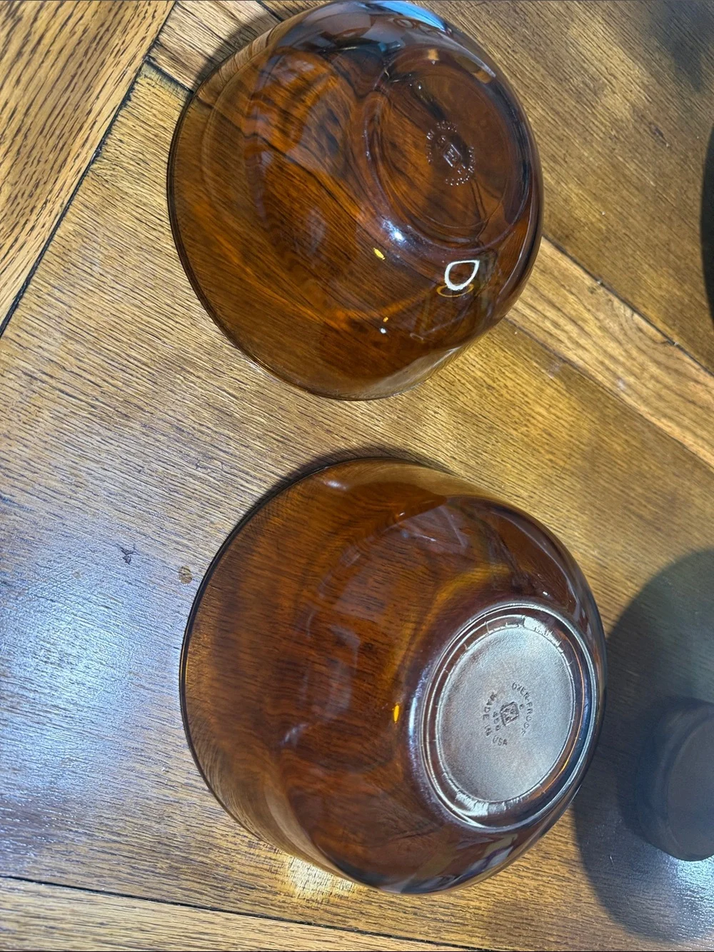Anchor Hocking Amber Glass Mixing Bowls